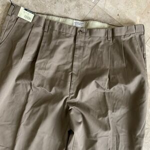 NEW Roundtree & Yorke Khakis‎ 50 X 31 Relaxed Fit Pants Brown 100% Cotton